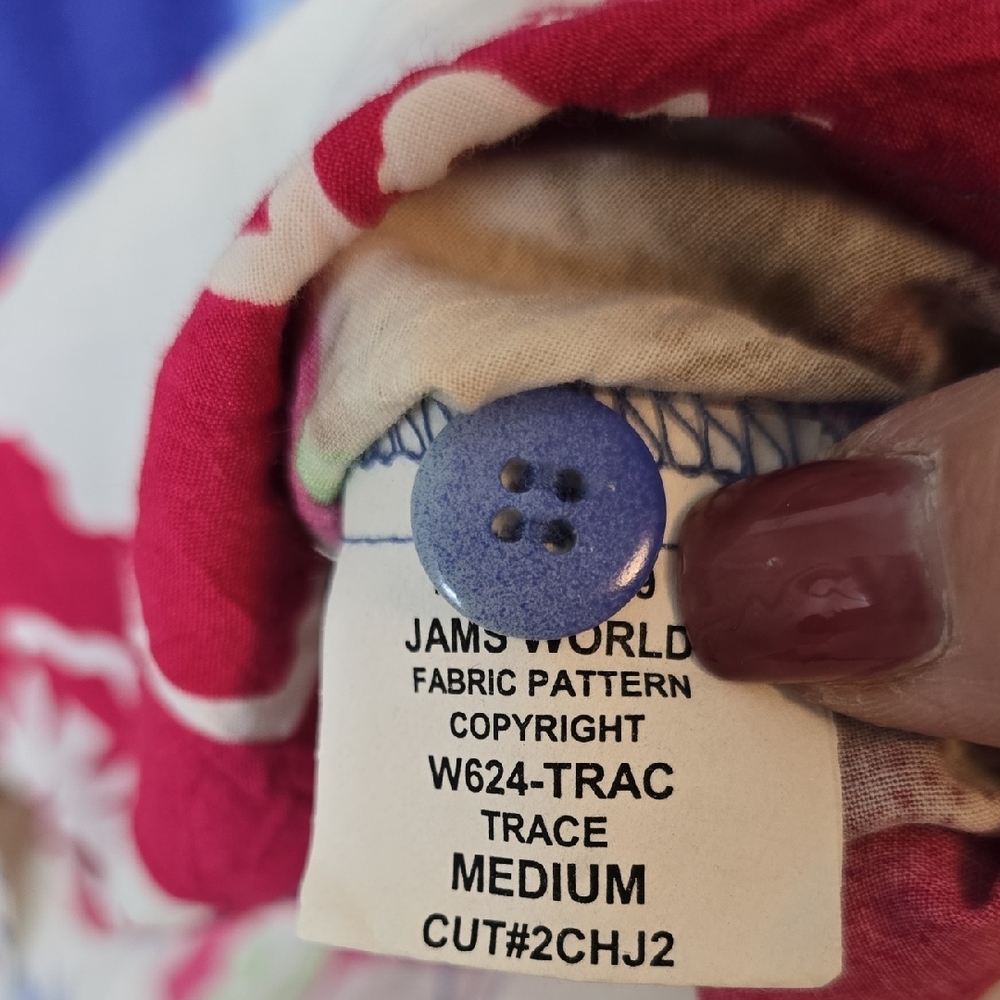 Jams World Blue & Multicolor Tropical Button Down Shirt Size Med - Picture 6 of 12